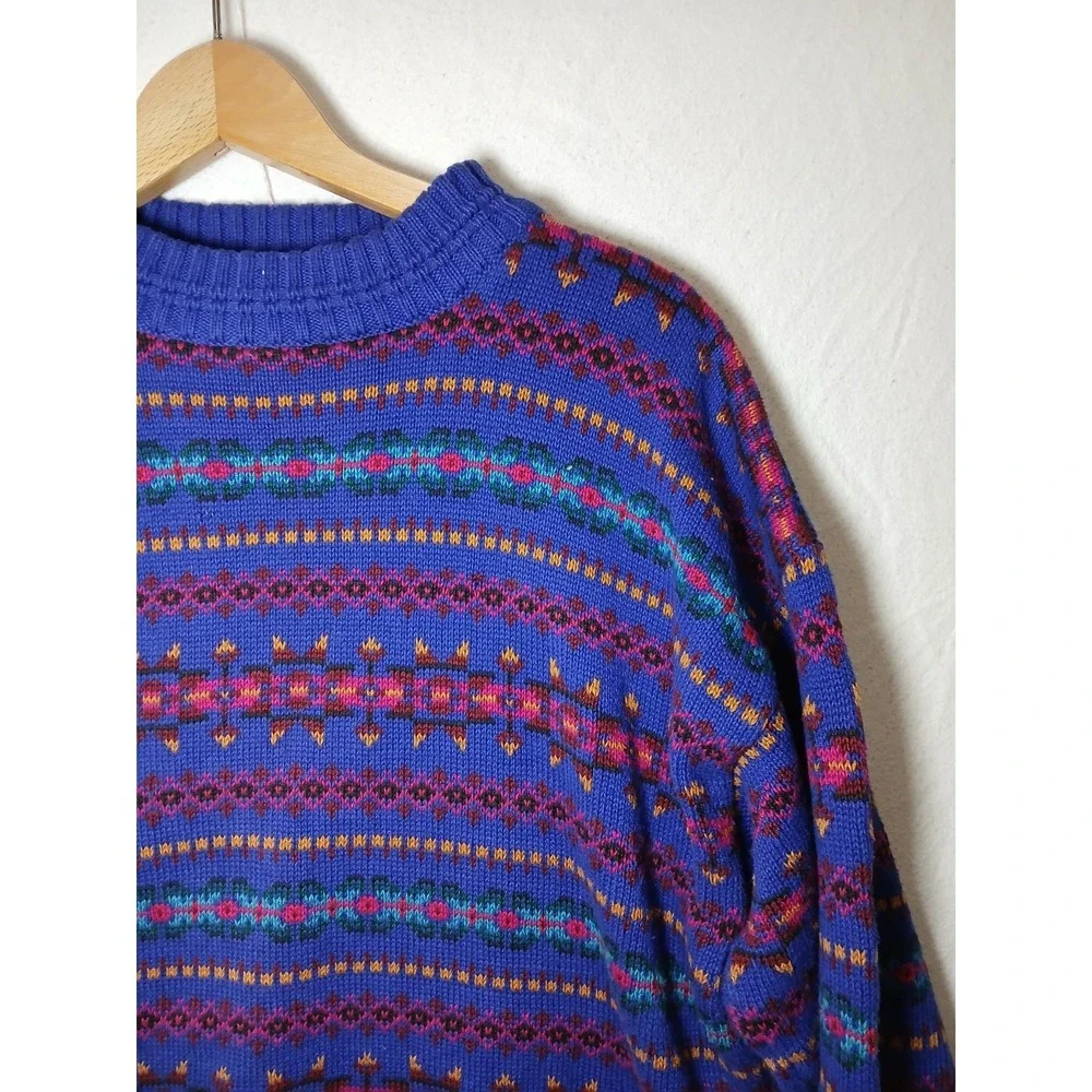 Vintage Eddie Bauer Pullover Sweater Holiday festive Thick Knit men's medium